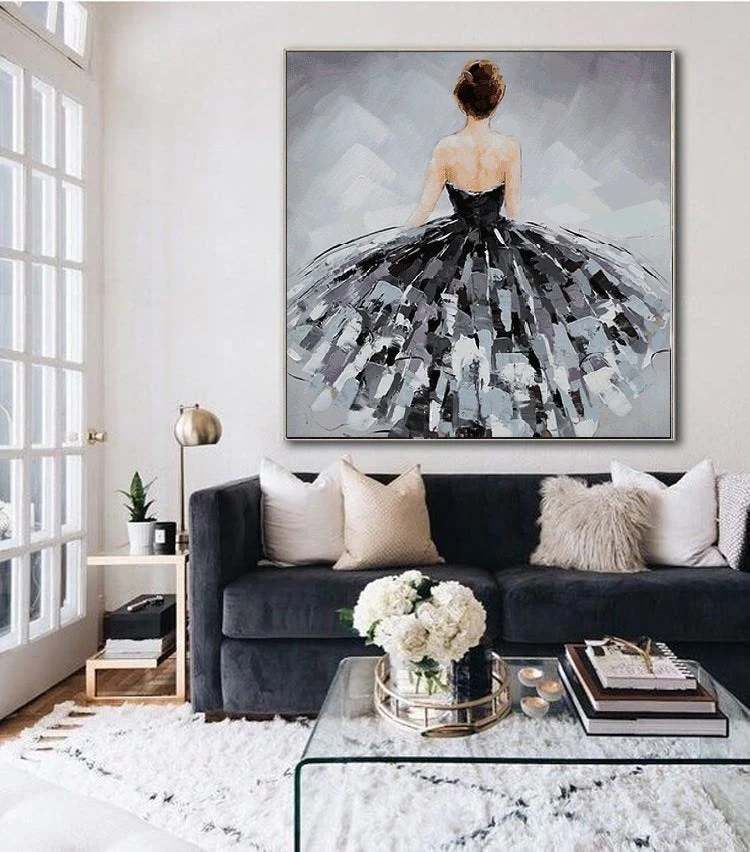 Ballerina Hand-painted Original Wedding Dancer Painting Abstract 7ALLE